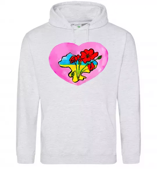 Мужская толстовка (худи) Україна в серці Серый меланж фото