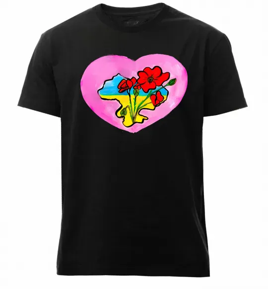 Мужская премиум футболка Україна в серці Черный фото