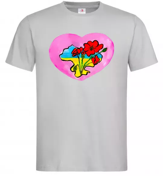 Чоловіча футболка Україна в серці Сірий фото