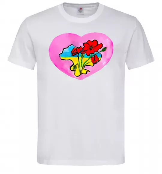 Чоловіча футболка Україна в серці Білий фото