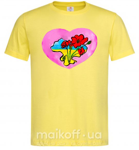 Мужская футболка Україна в серці Лимонный фото