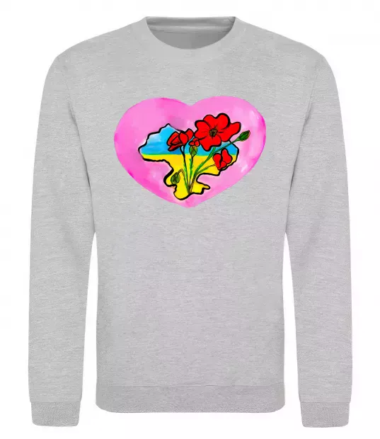 Світшот Україна в серці Сірий меланж фото