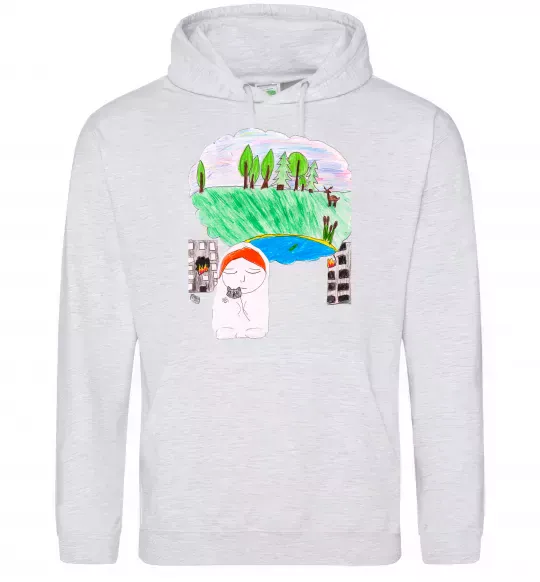 Чоловіча толстовка (худі) Війна Сірий меланж фото