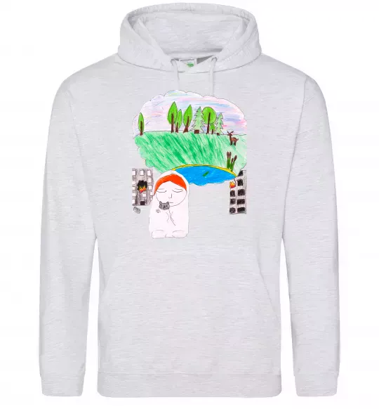 Женская толстовка (худи) Війна Серый меланж фото