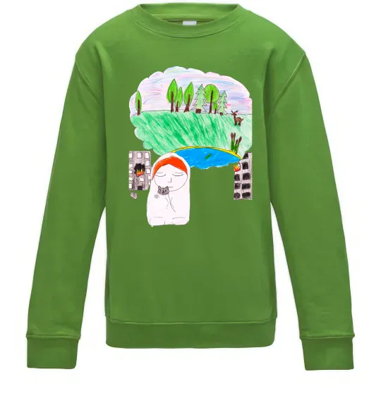 Дитячий світшот Війна Лаймовий фото