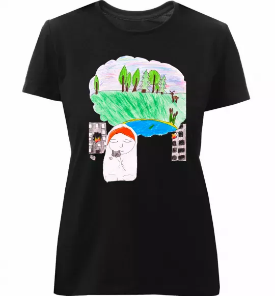 Женская премиум футболка Війна Черный фото