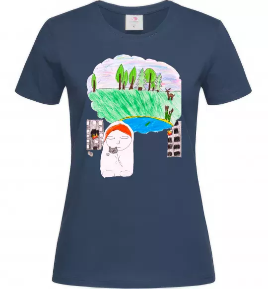 Жіноча футболка Війна Темно-синій фото