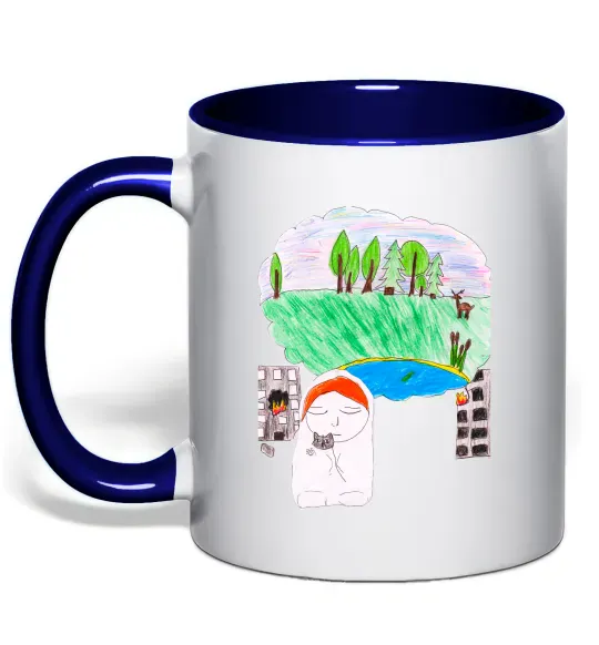 Чашка з кольоровою ручкою Війна Глибокий темно-синій фото