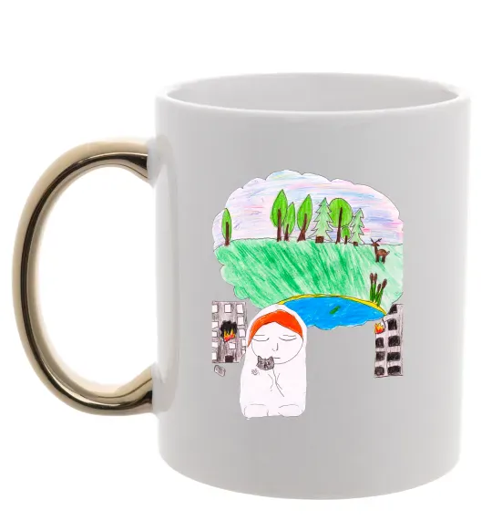 Чашка з кольоровою ручкою Війна Золото фото