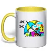 Чашка с цветной ручкой Мріємо про перемогу України Солнечно желтый Чашка с цветной ручкой Мріємо про перемогу України Солнечно желтый фото