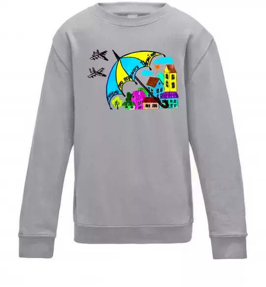 Детский Свитшот Мріємо про перемогу України Серый меланж фото