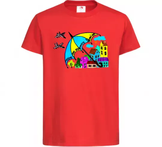 Дитяча футболка Мріємо про перемогу України Червоний фото