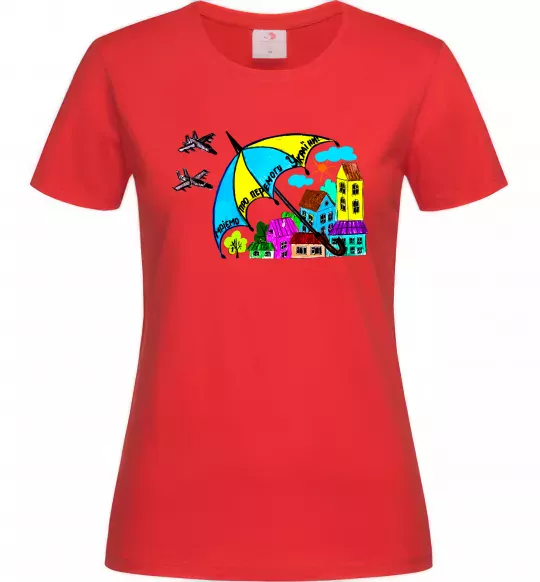 Жіноча футболка Мріємо про перемогу України Червоний фото