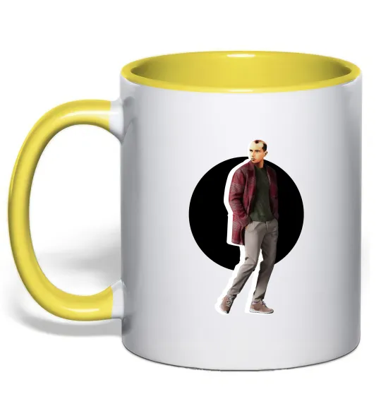 Чашка з кольоровою ручкою Модний Бандера Лимонний фото