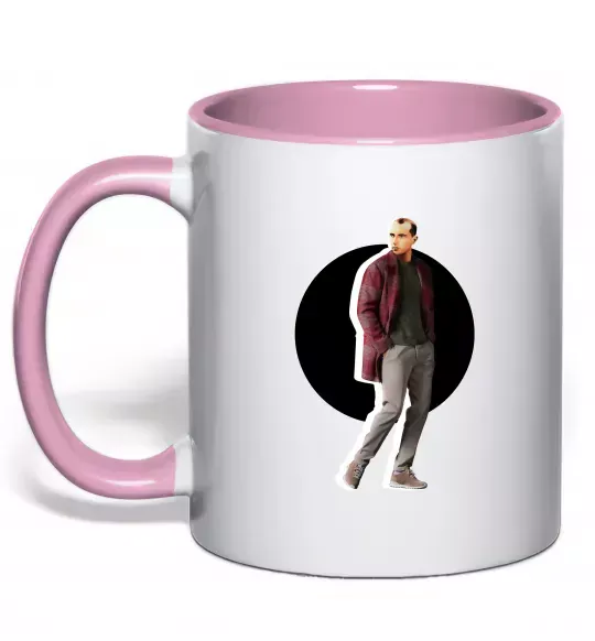 Чашка з кольоровою ручкою Модний Бандера Ніжно рожевий фото