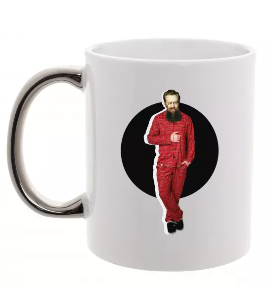 Чашка з кольоровою ручкою Модний Грушевський Срібло фото