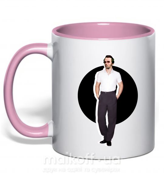 Чашка з кольоровою ручкою Модний Шевченко Ніжно рожевий фото
