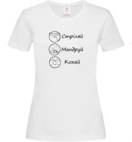Женская футболка Стріляй-Кохай-Мандруй Женская футболка Стріляй-Кохай-Мандруй