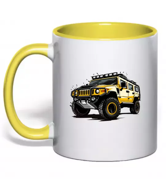 Чашка з кольоровою ручкою Хамер Сонячно жовтий фото