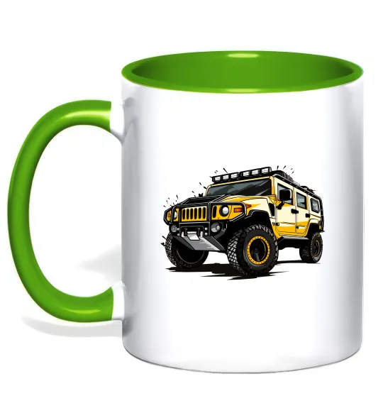 Чашка з кольоровою ручкою Хамер Лаймовий фото