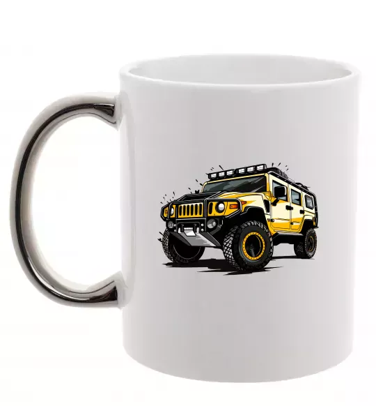 Чашка з кольоровою ручкою Хамер Срібло фото