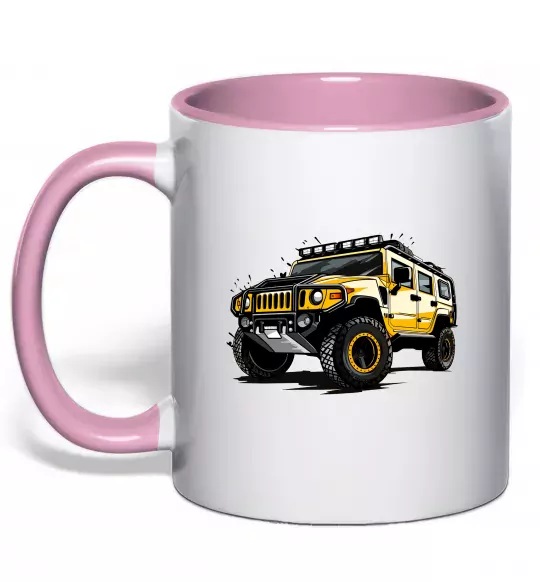 Чашка з кольоровою ручкою Хамер Ніжно рожевий фото