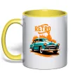 Чашка с цветной ручкой ретро авто Лимонный фото