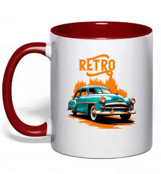 Чашка з кольоровою ручкою ретро авто Червоний фото