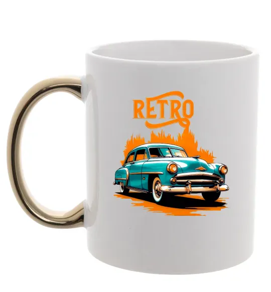 Чашка з кольоровою ручкою ретро авто Золото фото