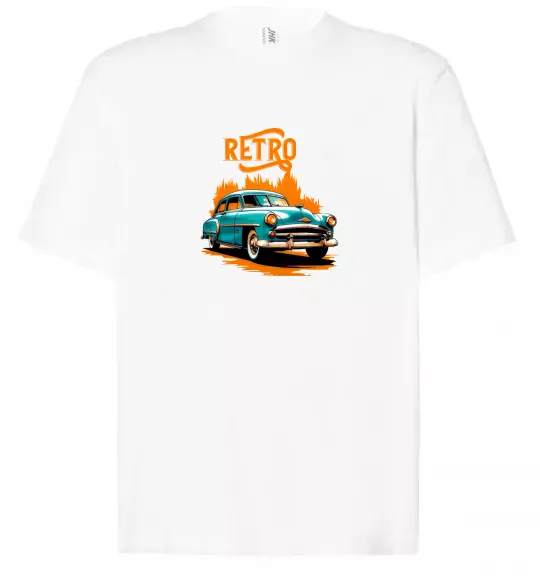 Футболка Оверсайз ретро авто Білий фото