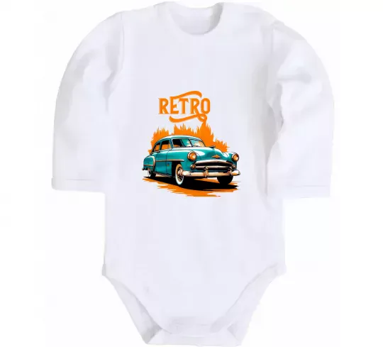 Дитячий бодік ретро авто Білий фото