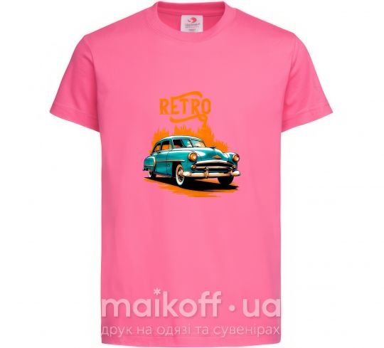 Детская футболка ретро авто Ярко-розовый фото