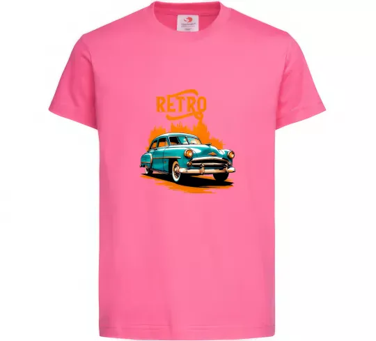 Детская футболка ретро авто Ярко-розовый фото