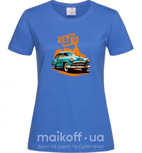 Жіноча футболка ретро авто Яскраво-синій фото