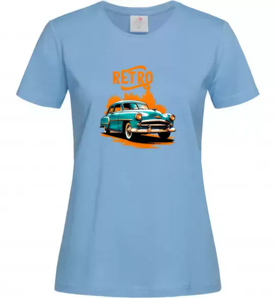 Женская футболка ретро авто Голубой фото