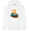 Мужская толстовка (худи) ретро авто Белый фото