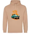 Мужская толстовка (худи) ретро авто Песочный фото