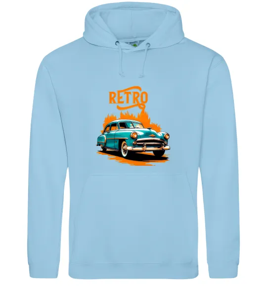 Женская толстовка (худи) ретро авто Голубой фото
