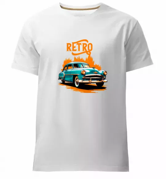 Мужская премиум футболка ретро авто Белый фото