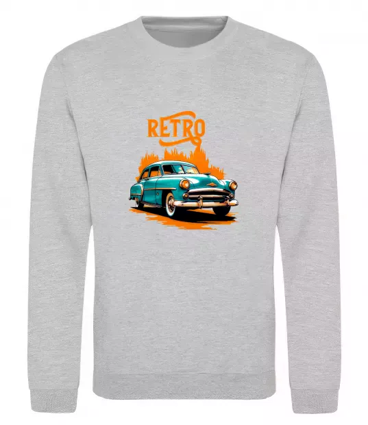 Свитшот ретро авто Серый меланж фото