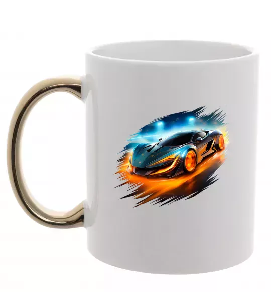 Чашка с цветной ручкой Ламба Золото фото