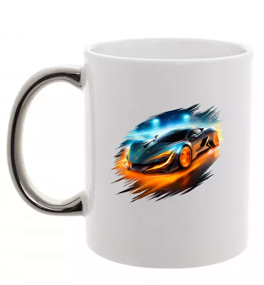 Чашка с цветной ручкой Ламба Серебро фото