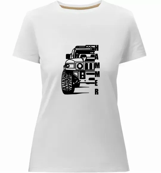 Жіноча преміум футболка хамер чорно-білий Білий фото