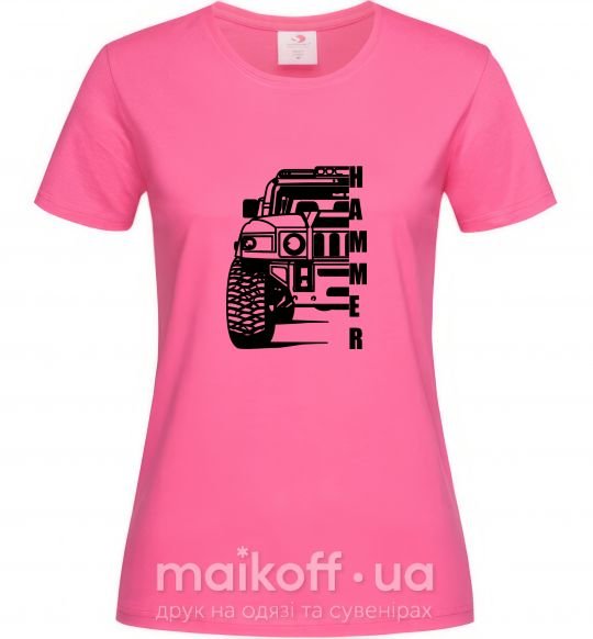 Жіноча футболка хамер чорно-білий Яскраво-рожевий фото