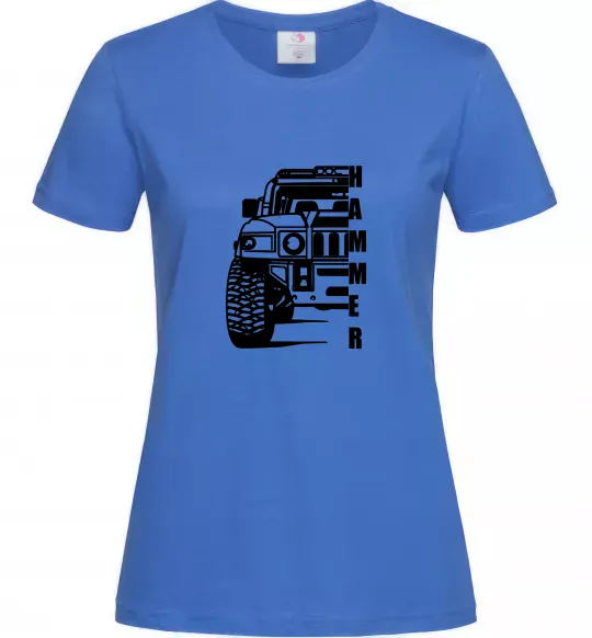 Жіноча футболка хамер чорно-білий Яскраво-синій фото