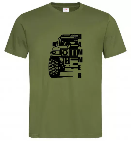 Мужская футболка хамер чорно-білий Оливковый фото