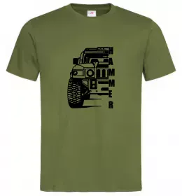 Мужская футболка хамер чорно-білий Оливковый фото