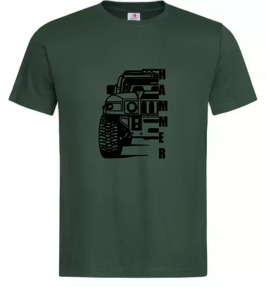 Мужская футболка хамер чорно-білий Темно-зеленый фото