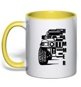 Чашка с цветной ручкой хамер чорно-білий