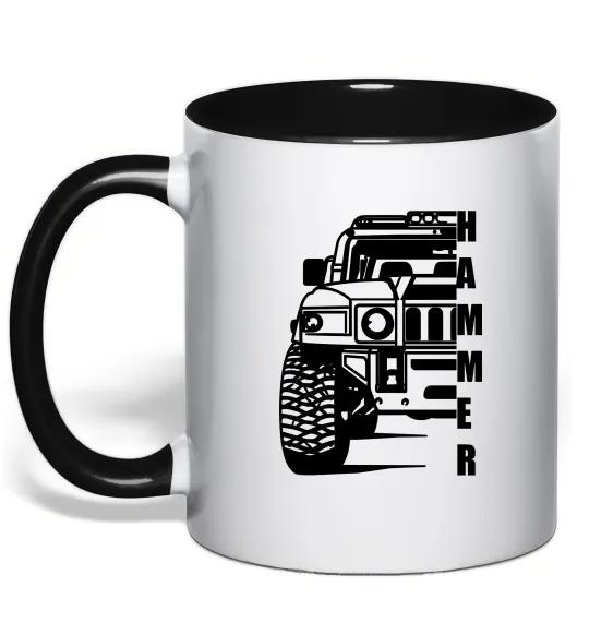 Чашка с цветной ручкой хамер чорно-білий Черный фото